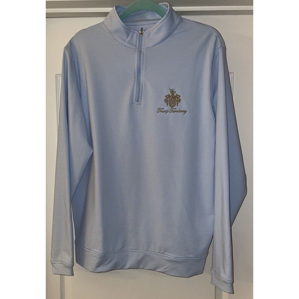 Trump Turnberry Peter Millar Long Sleeve Pullover Fine Horizontal Stripe Large